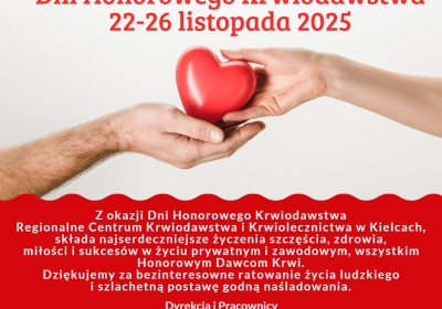 Życzenia z okazji dni Honorowego Krwiodawstwa